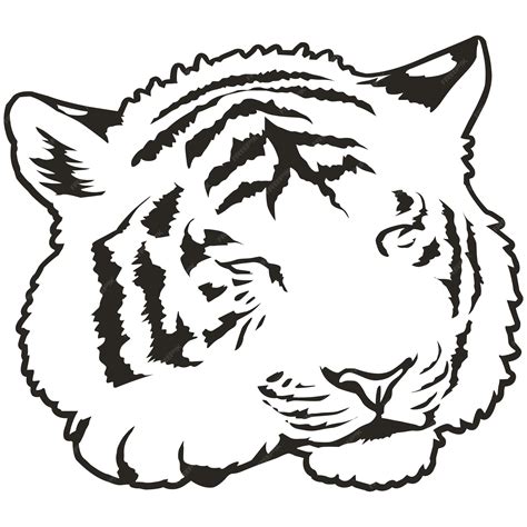 Premium Vector | Black and white tiger head on a white background