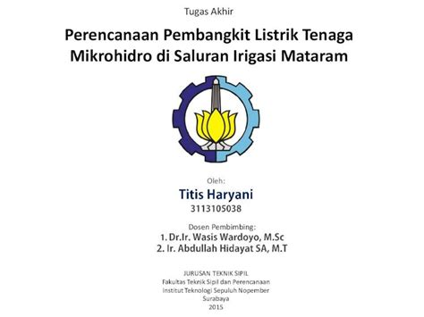 Pdf Tugas Akhir Perencanaan Pembangkit Listrik Tenaga Mikrohidro