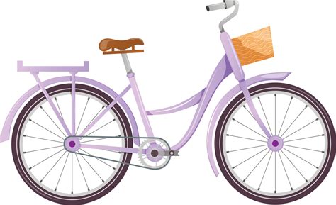 Cute cartoon purple bicycle with a basket in front vector illustration ...