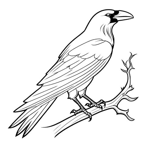 Crow On A Branch Coloring Page Lulu Pages