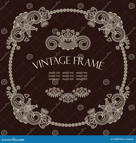 Vintage Round Retro Frame 031 Round Spiral Flower Vector Illustration