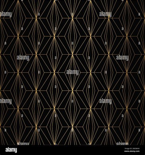 Art Deco Pattern Seamless Gold And Black Background Geometric Design