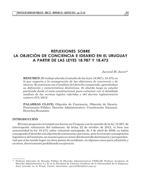 REFLEXIONES SOBRE LA OBJECIÓN DE CONCIENCIA E