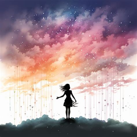 Premium Ai Image There Is A Girl Standing On A Hill Under A Cloudy Sky Generative Ai