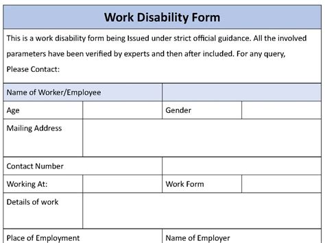 Work Disability Form Editable Pdf Forms