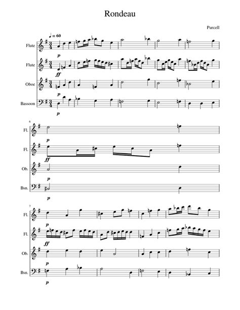 Rondeau From Abdelazer Henry Purcell Rondeau Sheet Music For Flute Oboe Bassoon Mixed