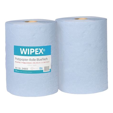 Wipex Er Pack Papier Putztuchrolle Bluetech Blau Lagig X Cm