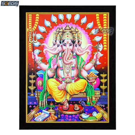 Panchamukhi God Ganesha Photo Frame Hd Picture Frame Religious Framed