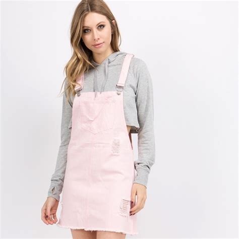 Dresses Light Pink Denim Overall Dress Poshmark