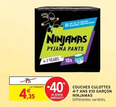 Promo Ninjamas Couches Culottes Ans X Gar On Chez Intermarch