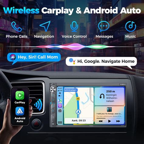 Sjoybring Upgrade Wireless Double Din Car Stereo With Apple Carplay Android Auto Dash Cam