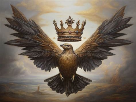 Predatory Eagle with a Crown on Its Head Stock Illustration ...