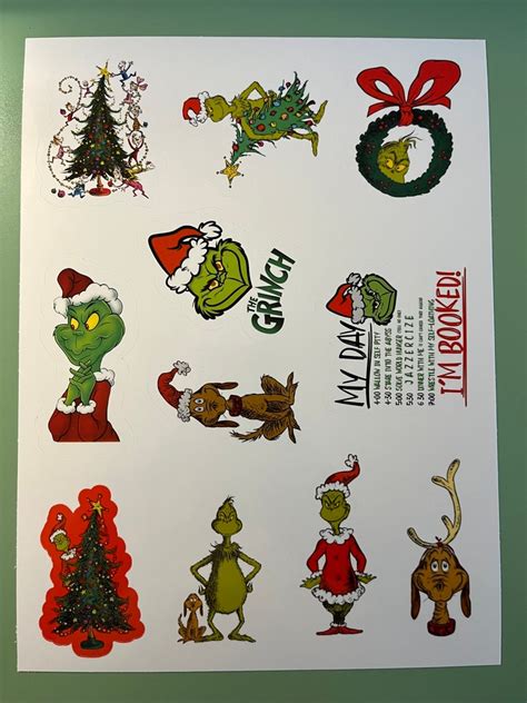 Grinch Stickers 3 Sheets Etsy