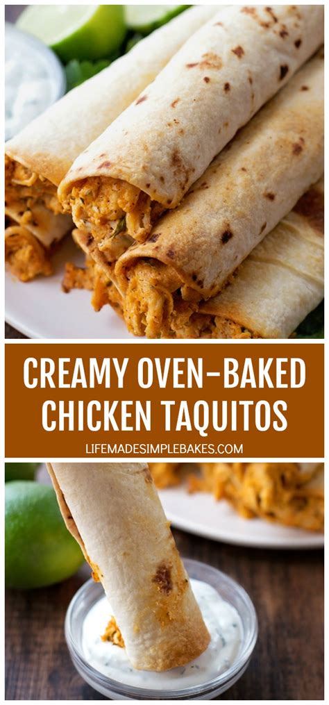 Oven Baked Chicken Taquitos Cilantro Dipping Sauce Life Made Simple