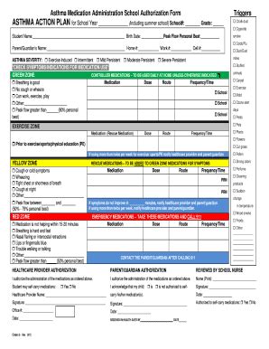 Fillable Online Asthma Medication Administration School Authorization