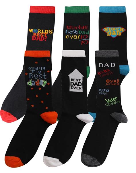 Pack Of 6 Mens Best Dad Designer Cotton Rich Socks Shoe Size 6 11