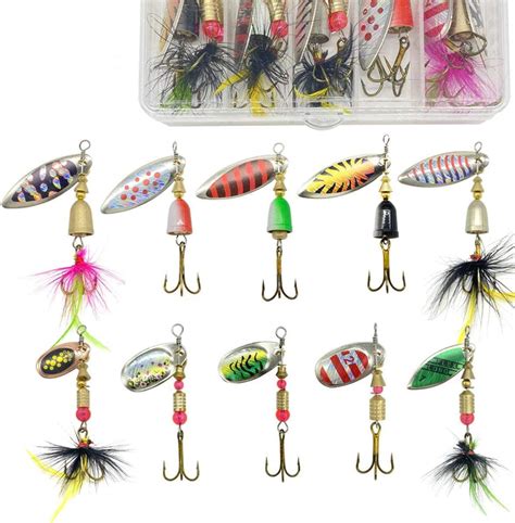 Fishing Lures 10pcs Spinner Lures ,Bass Lures Trout Lures Hard Metal ...