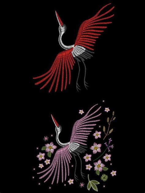 5 Crane Embroidery Design Juli History