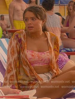 Wornontv Moons Tie Dye Bikini Top And Printed Cardigan On Cobra Kai