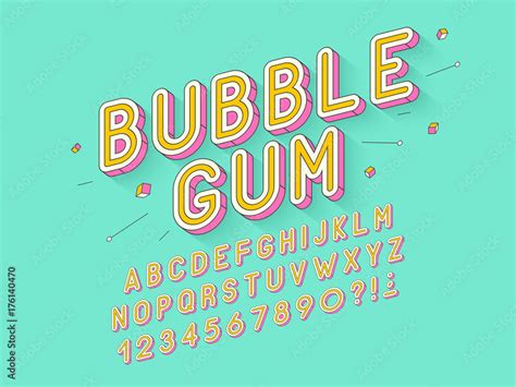 Vector Retro Bubble Gum Bold Font Design Alphabet Typeface