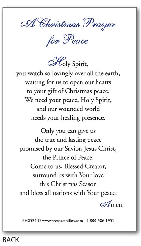 A Christmas Prayer for Peace (price per 100) – Prospect Hill Co.