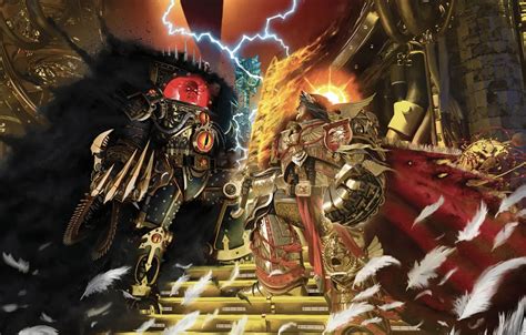 Обои Horus Heresy, battle, Warhammer 40 000, Emperor of Mankind, Horus, artbook, traitor ...