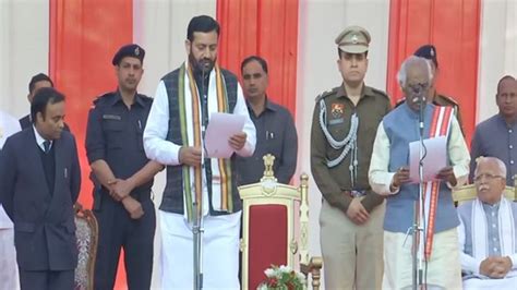 Nayab Singh Saini Takes Oath As Haryana Cm Replaces Manohar Lal