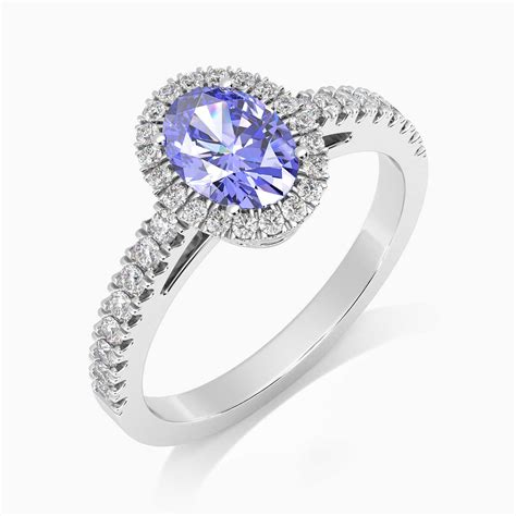 Natural Oval Cut Tanzanite Halo Ring Sterling Silver Gemstone Jewelry