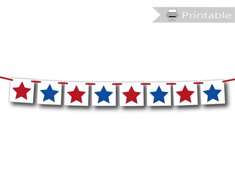 Printable Star Banner Diy 4th Of July Decoration Celebrating Together