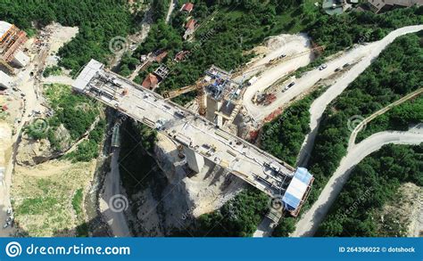 Aerial Drone View on Highway Bridge Road Under Construction ...