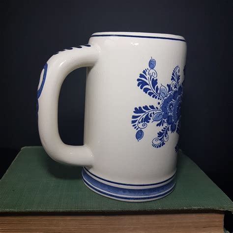 Delft Blue Beer Mug Vintage Ceramic Pint Beer Stein Coffee Mug Hand