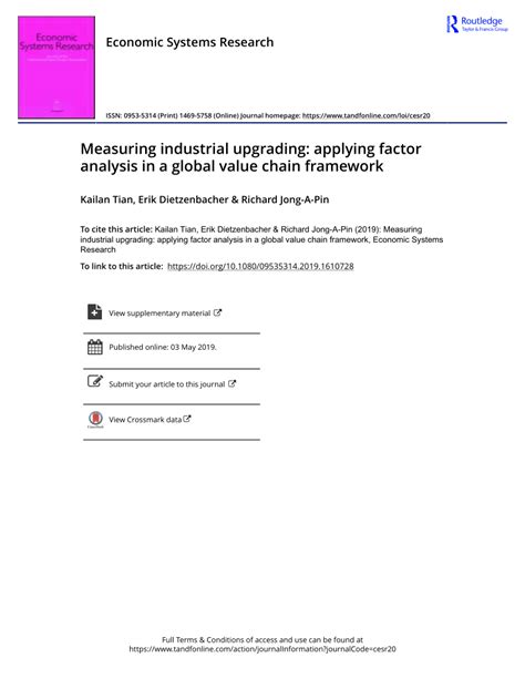 PDF Measuring Industrial Upgrading Applying Factor Analysis In A