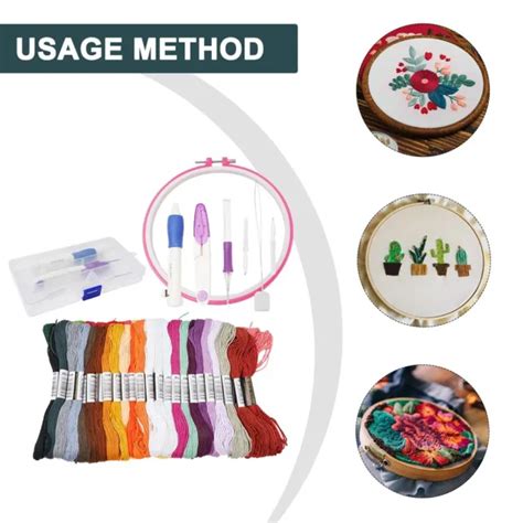 KIT DE BRODERIE Pratique Et Polyvalent Avec Bobines Et Outils 50 Fils