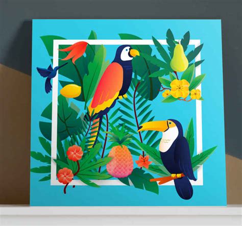 Tropical birds with fruits bird canvas wall art - TenStickers