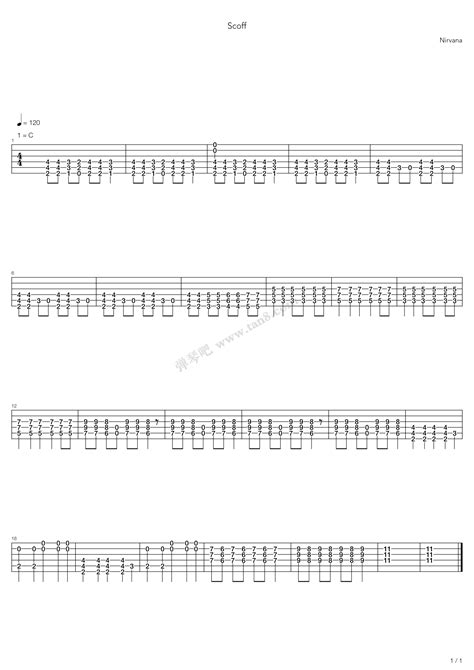 《scoff》nirvana（六线谱 调六线吉他谱 虫虫吉他谱免费下载