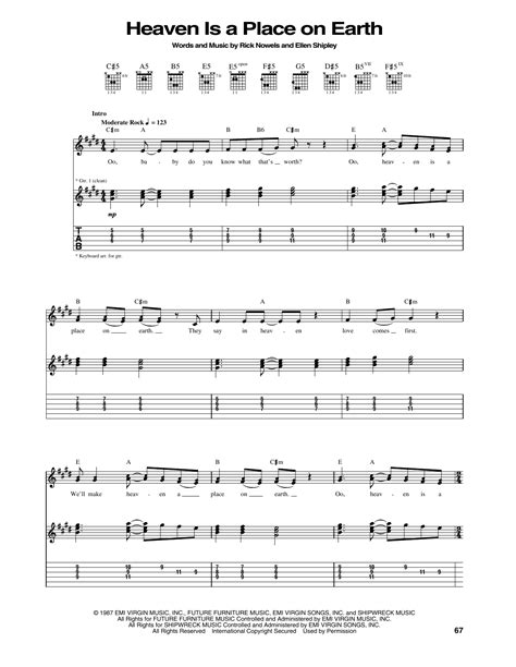 Heaven Is A Place On Earth Sheet Music Belinda Carlisle Guitar Tab