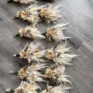 Rust Pew Decor Aisle Flowers Boho Pampas Grass Palm Leaves Wedding