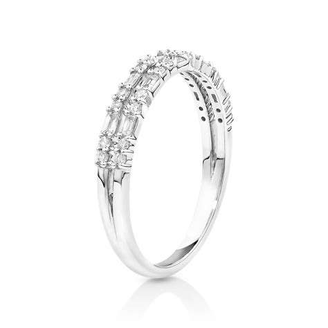 0 30 Carat TW Diamond Dot Dash Double Row Ring In 10kt White Gold