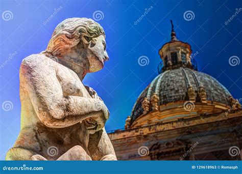 Famous Fountain Of Shame On Baroque Piazza Pretoria Palermo Sicily