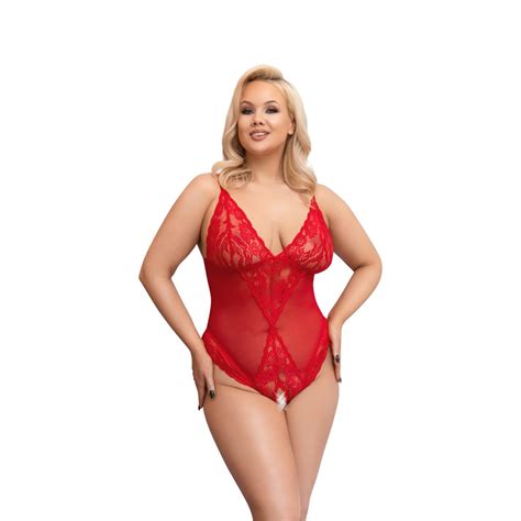 Plus Size Body Ouvert Transparent Crotchless Bodysuit Erotic Bbw