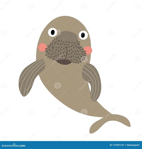 Dugong Cartoon Hand Drawn Style Stock Photography | CartoonDealer.com ...