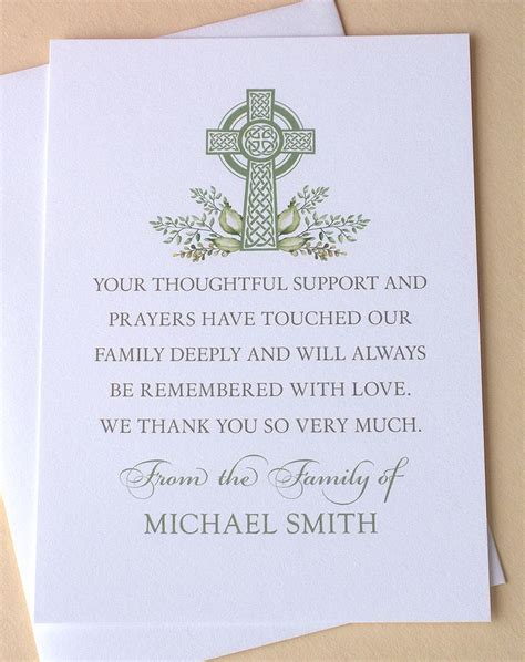 Funeral Thank You Cards With A Celtic Cross Personalized Etsy In