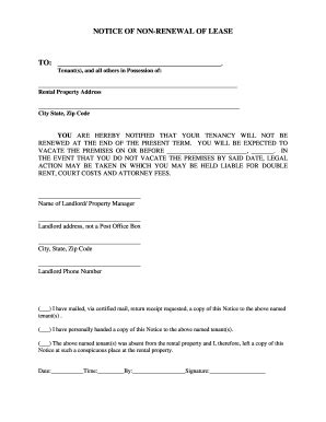 Notice Non Renewal Lease Fill Out And Sign Printable Pdf Template