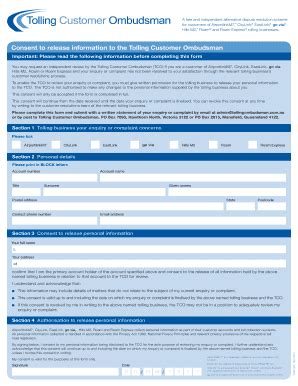 Fillable Online Consent Form Tolling Customer Ombudsman Fax Email