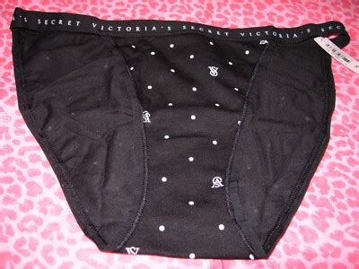 Victoria S Secret Sexy Bikini High Leg String Black Polka Dot Logo Vs S M L Nwt Ebay
