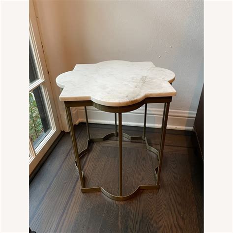 World Market White Marble Side Table Aptdeco