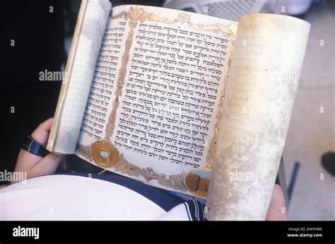 Israel Jerusalem Ultra Orthodox Jew Read The Megillah Esther Book At