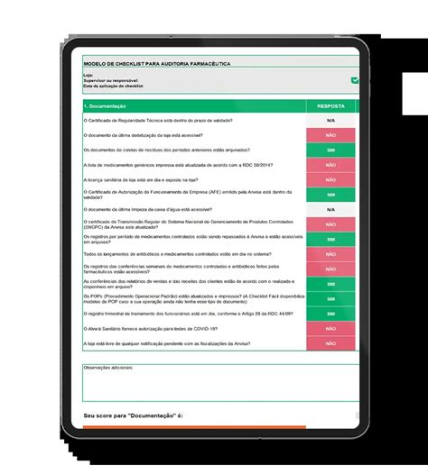 Planilha Grátis Modelo De Checklist Para Auditoria Farmacêutica