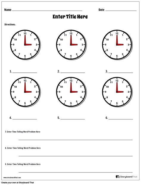 Free Telling Time Worksheets Create Custom Clock Template