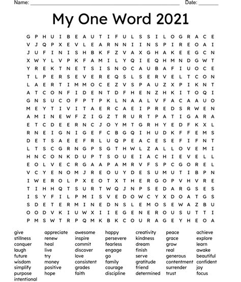 My One Word 2021 Word Search Wordmint